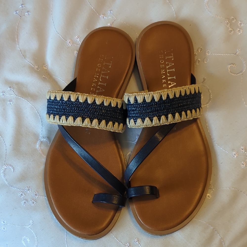 Italian Shoemakers Women's Sandals - Navy and Tan